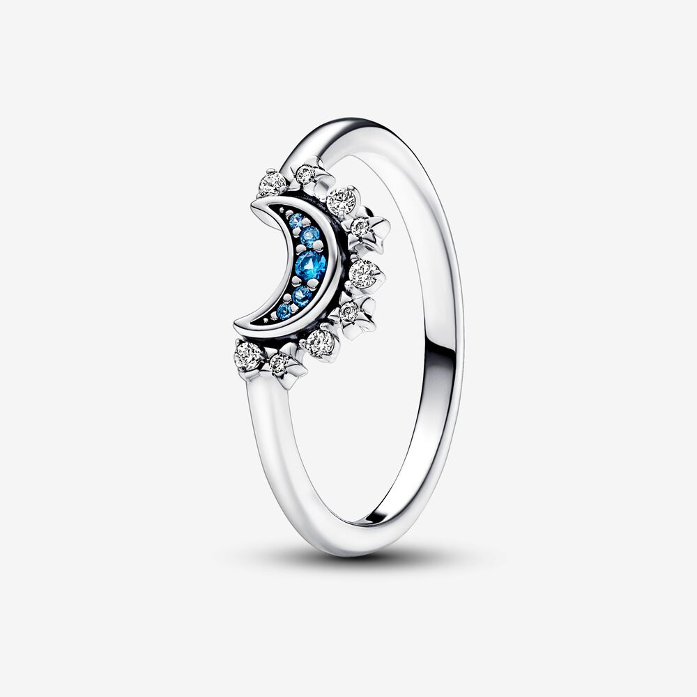 Anillo Luna Brillante Azul Celestial