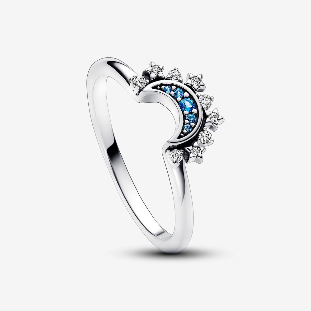 Anillo Luna Brillante Azul Celestial