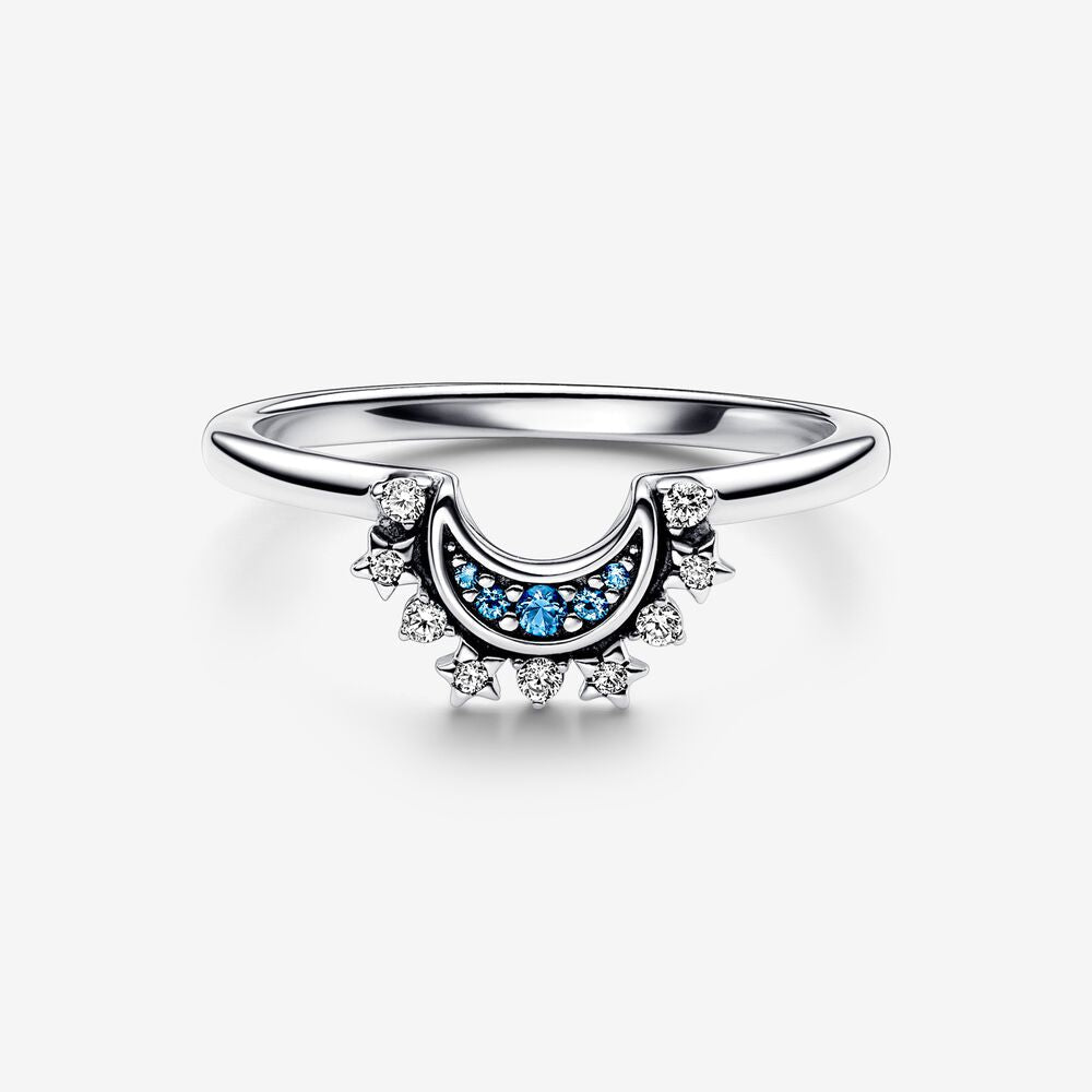 Anillo Luna Brillante Azul Celestial