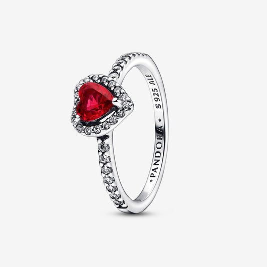 Anillo Corazón Elevado Rojo