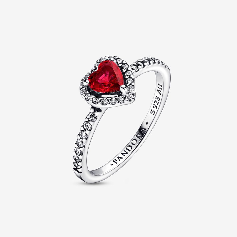 Anillo Corazón Elevado Rojo