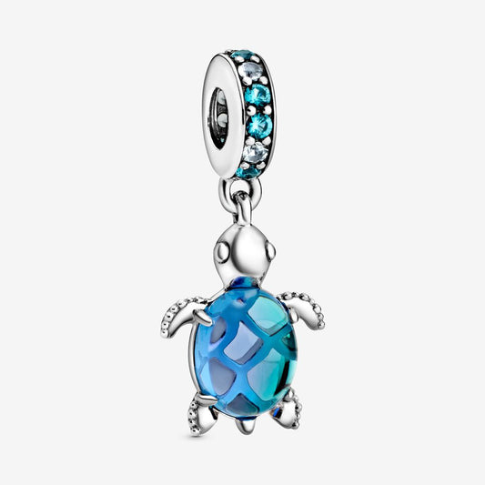 Charm Tortuga Marina Azul de Cristal de Murano